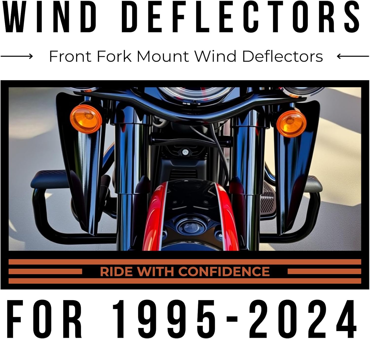 Front Fork Mount Wind Deflectors Windshield for Harley Touring Road King Street Glide Electra Glide FLHT FLHR FLHX 1995-2022 (Black)