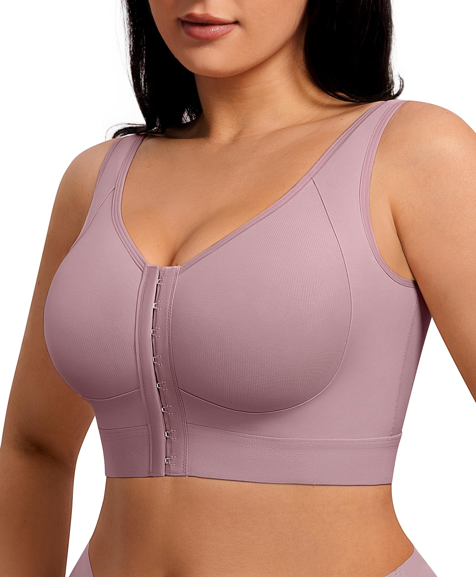 post surgery bras front closure compression bra mastectomy bras surgical wireless with adjustable straps