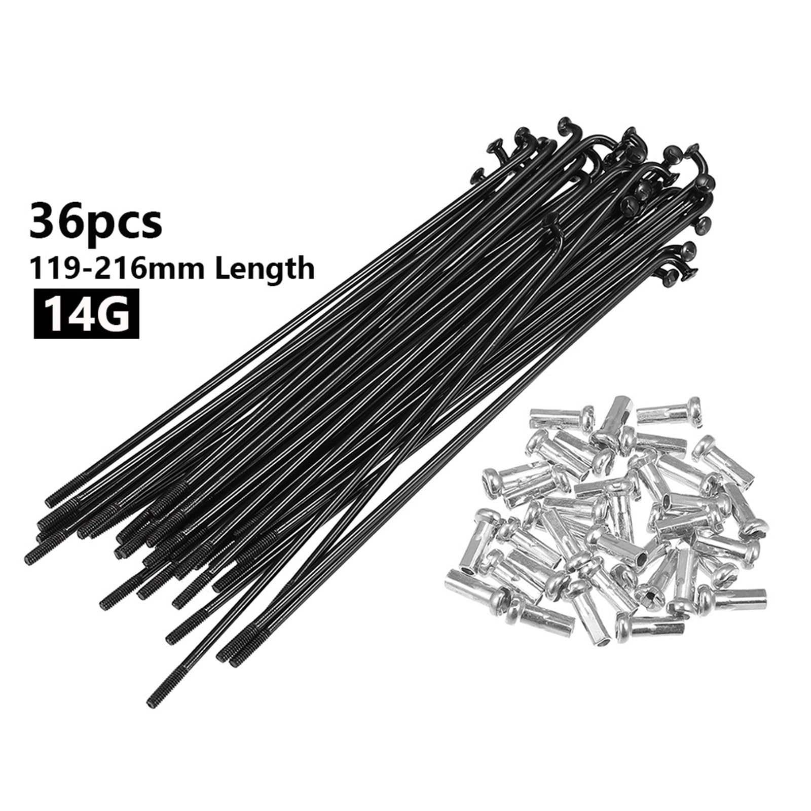 36 radios de acero para bicicleta de 14 G, 119 mm, 125 mm, 136 mm, 138 mm, 141 mm, 144 mm, 153 mm, 158 mm, 169 m, radios de ciclo con pezones