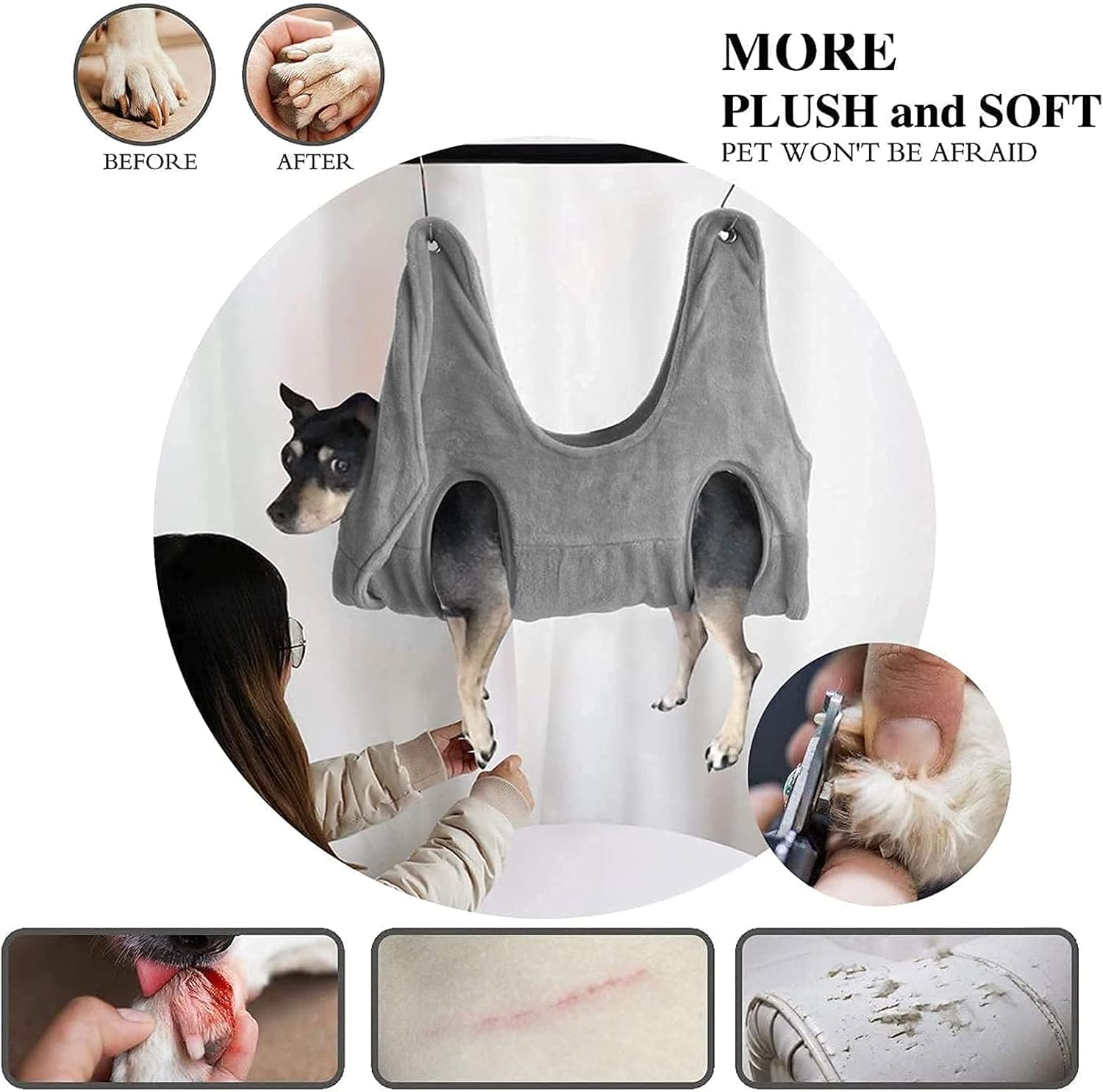 Pet Grooming Hammock Helper for Dogs Cat with Nail Clipper,Pet Grooming Hammock Restraint Bags for Bathing Washing Grooming and Trimming Nail with 2 S-Shaped Hooks