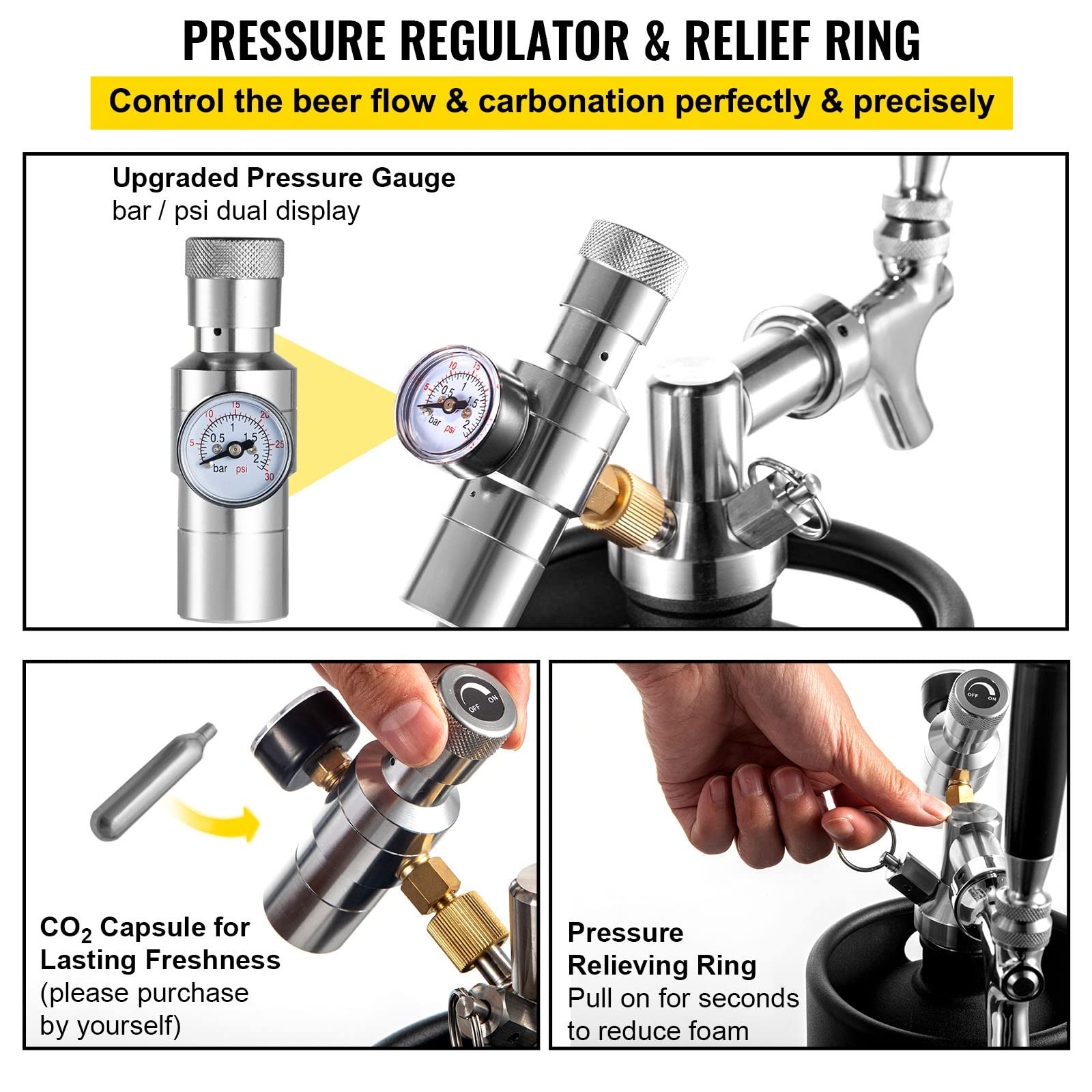 Distributeur de bière Pression réglable en Acier Inoxydable, Mini-grogneur de 3,6/4/5/8 L, équipement de Brassage à Domicile (3,6 L, Rouge)