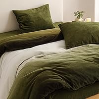 Vista 184 de Luxlovery - Juego de edredón azul neblina, tamaño matrimonial, minimalista, azul polvoriento, edredones de algodón suaves y transpirables, azul