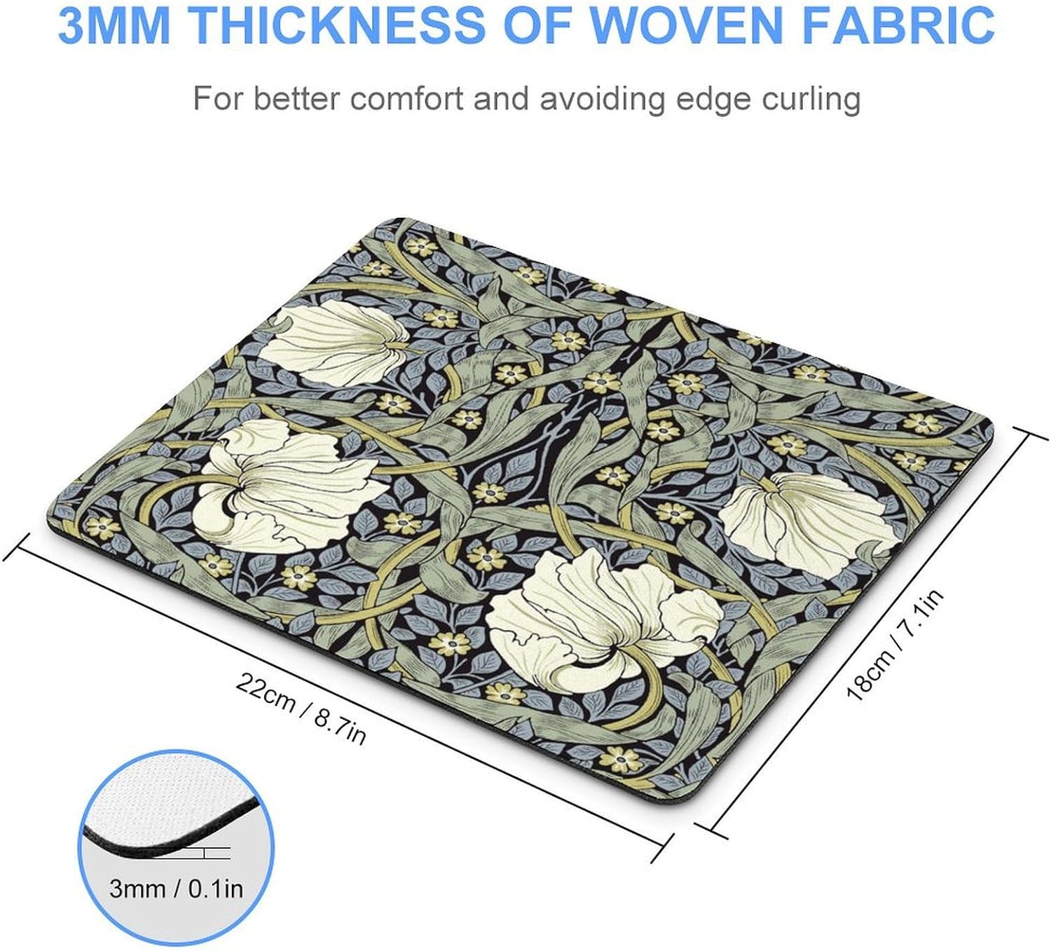 Gaming Mouse Pad, William Morris Pimpernel Mouse Pad7.1 x8.7 Inch Computer Mouse Mat Keyboard Full Desk Mousepad for Gaming, Office, Home image 2