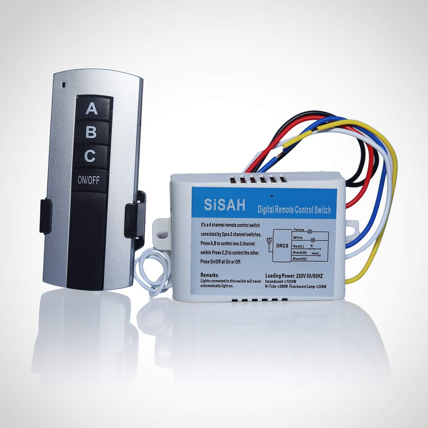 Sisah Plastic 3 Way RF Wireless Remote Control Switch (White)