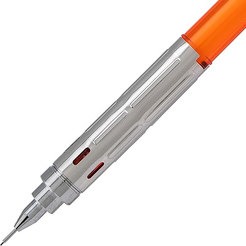 Miniatura 4 de Pentel Arts GraphGear 300 - Portaminas (0.012 in), línea extrafina, barril naranja, con borrador de bloque pequeño + 1 tubo de plomo