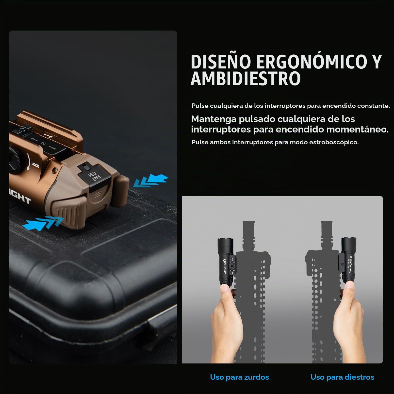 OLIGHT PL Turbo Valkyrie Linterna Táctica LED Potente 800 lúmenes 515 Metros Compatible con Diferentes Rieles para Caza, Búsqueda en Exteriores Utilizada para Actividades Deportivas(Marrón)