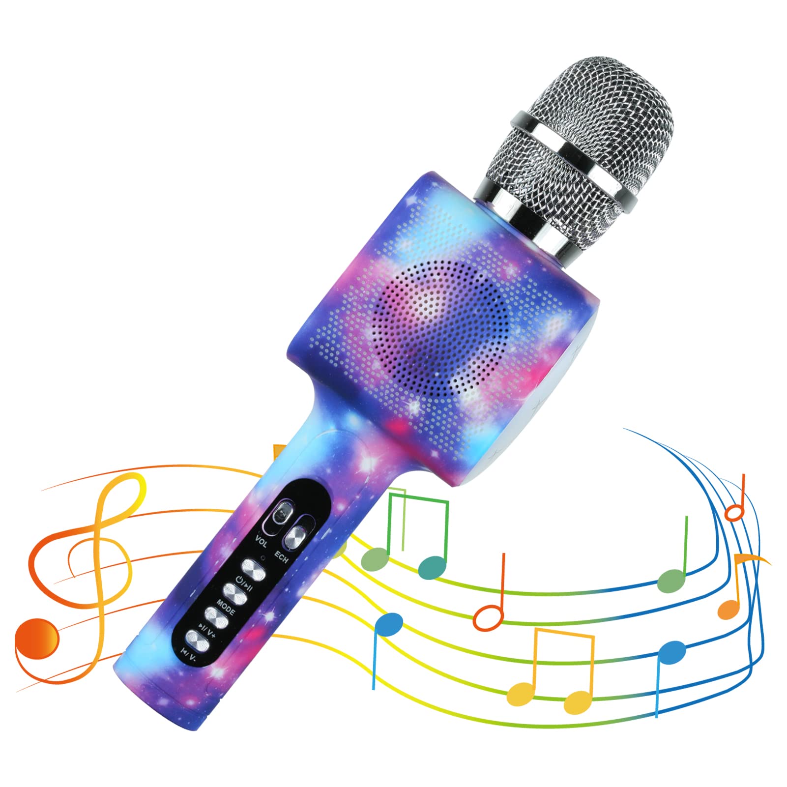 Wireless Bluetooth Microphone, Portable Karaoke Microphone for Kids with LED Colorful Light, Bluetooth 5.0, Microphone Karaoke with Speaker, Gifts Toy for Kids、Girls、Boys, Age 3 4 5 6 7 8 9 10
