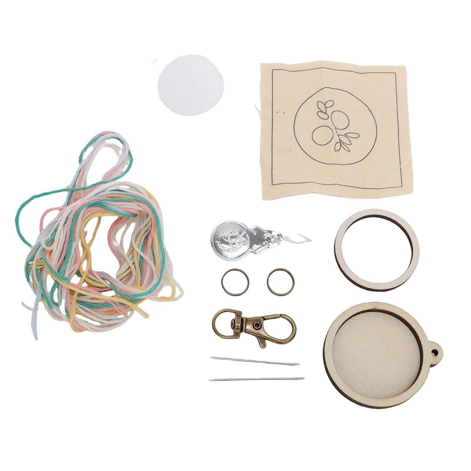 Jelquix Mini Wooden Embroidery Hoop Keychain, Glossy Handcrafted Portable Kit, for Beginners Kids & Art Lovers