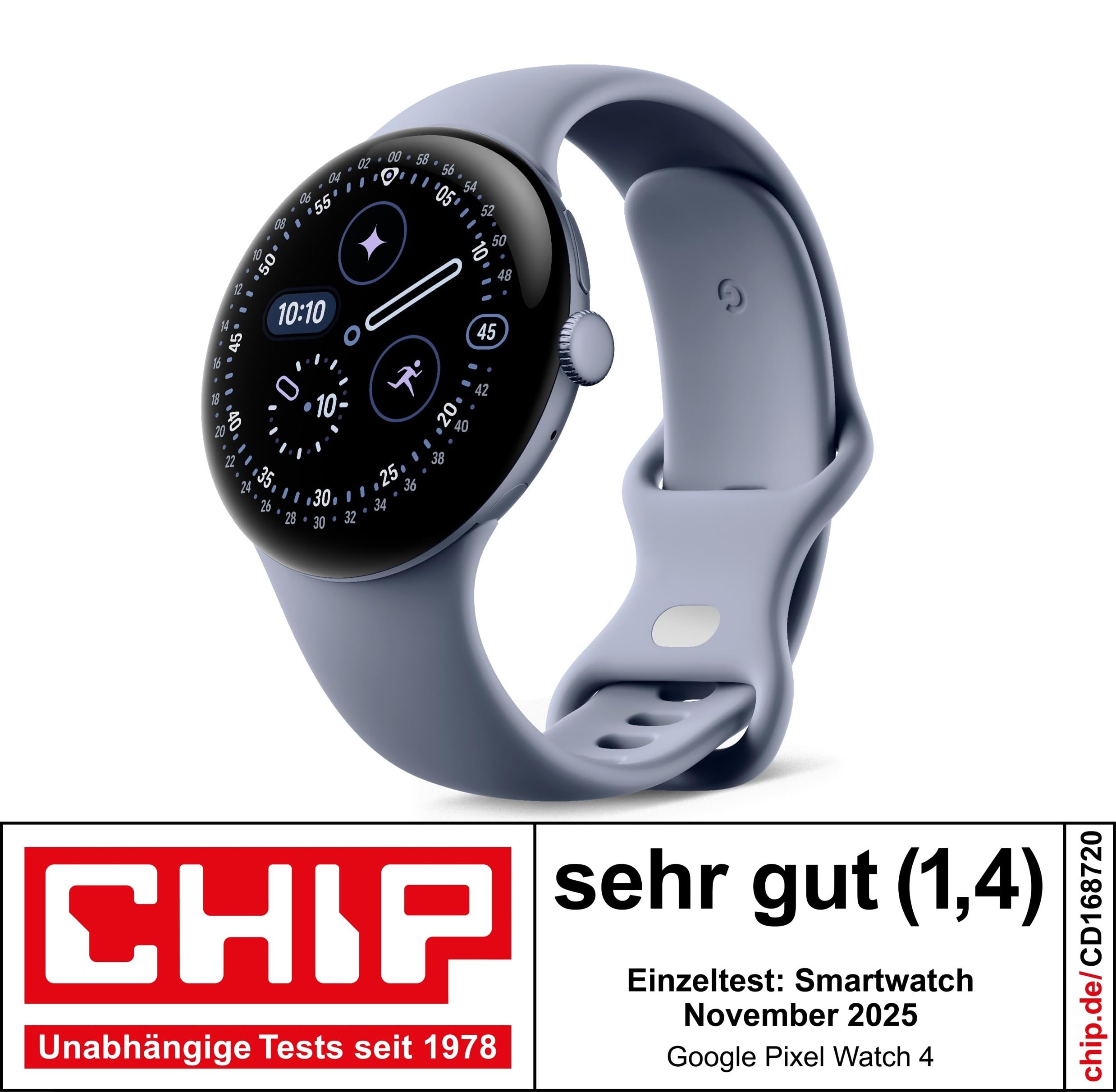 Google Pixel Watch 4 (45 mm) Android-Smartwatch Aluminiumgehäuse Satin Moonstone Sportarmband Moonstone WLAN