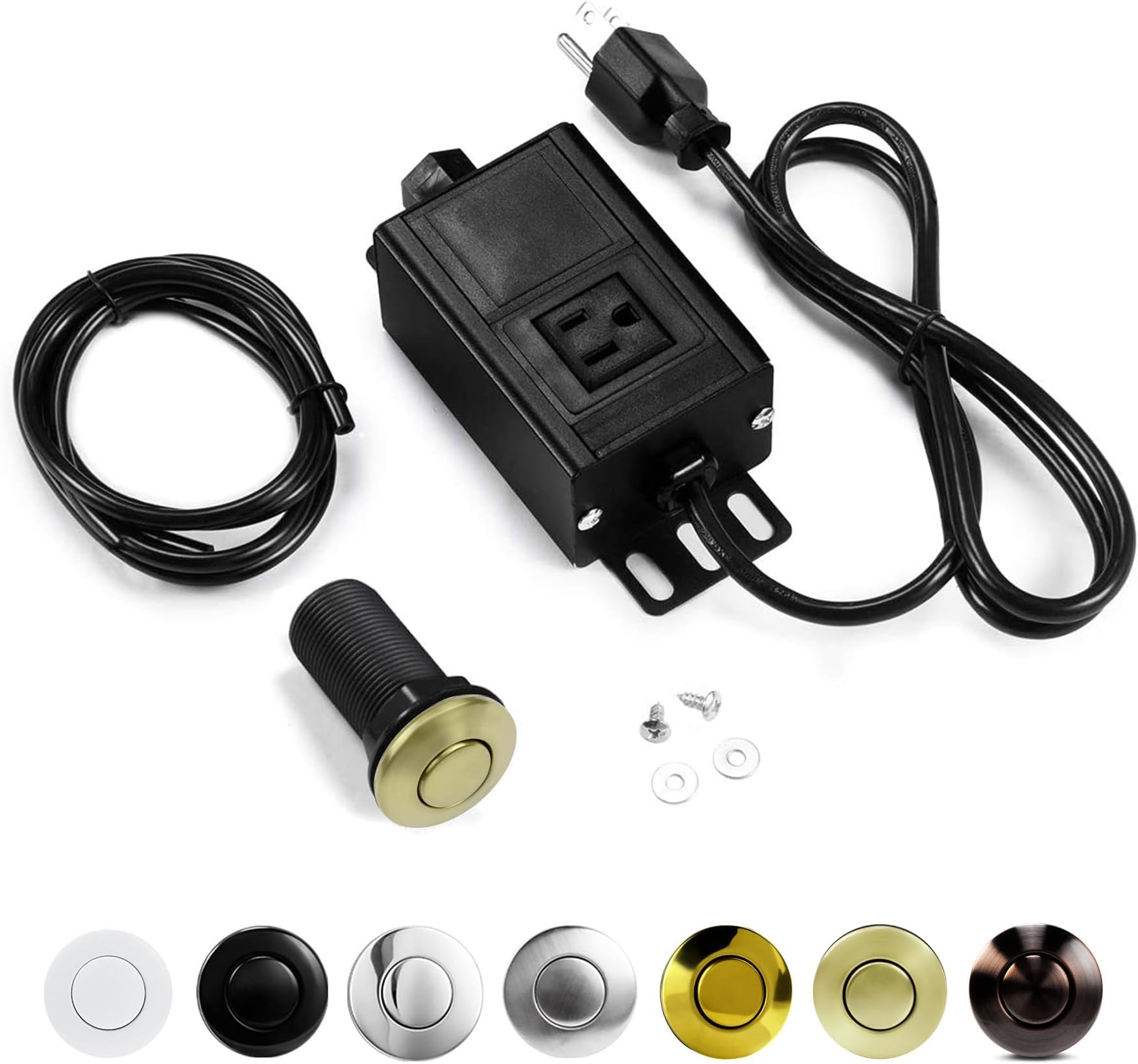 Garbage Disposal Air Switch Kit, Sink Top Waste Disposer On/Off Switch with Aluminum Alloy Power Module (Long Brushed Gold) by CLEESINK