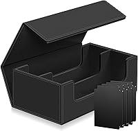 Vista 10 de Homthy Funda de cuero con cierre magnético para tarjetas de intercambio, caja de almacenamiento de tarjetas mágicas para MTG TCG y tarjetas Rojo