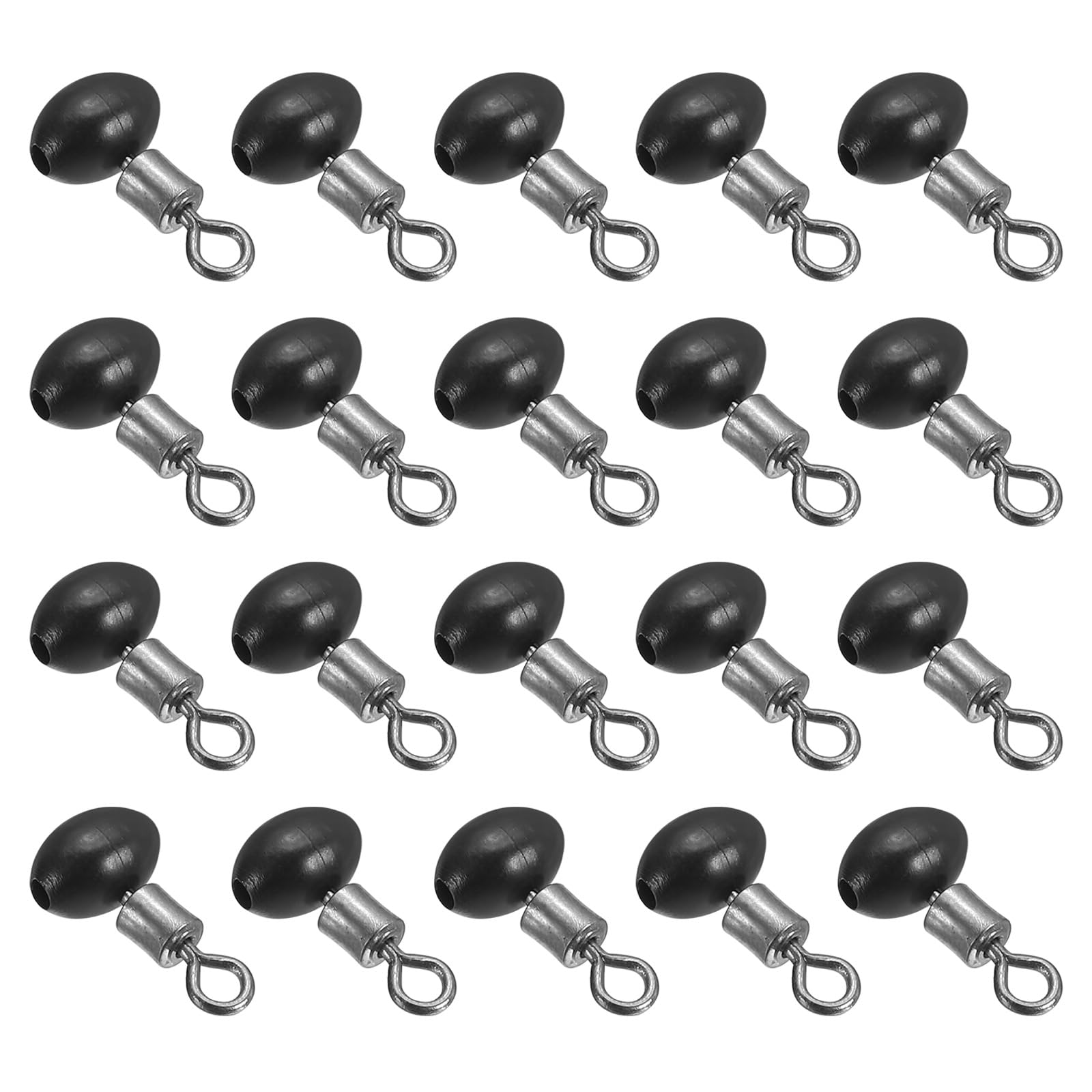 PATIKIL 0.5"x0.3" Cross-Line Fishing Swivels & Bead, 20Pcs T Shape Pulley Slide Rig Rolling Swivels Fishing Hooks Connector Terminal Tackle, Black