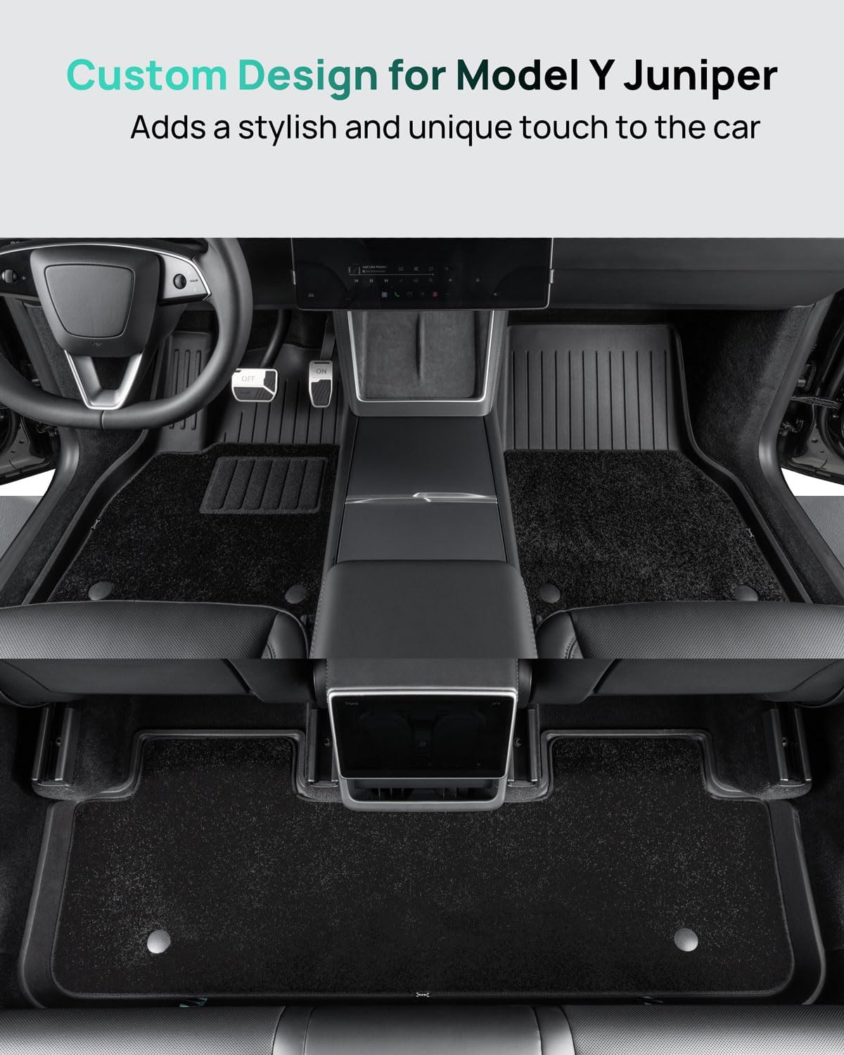 HALOBLK Floor Mats with Nylon Carpet Compatible with Tesla Model Y 2025-2026 (Juniper), All-Weather Protection - Full Set