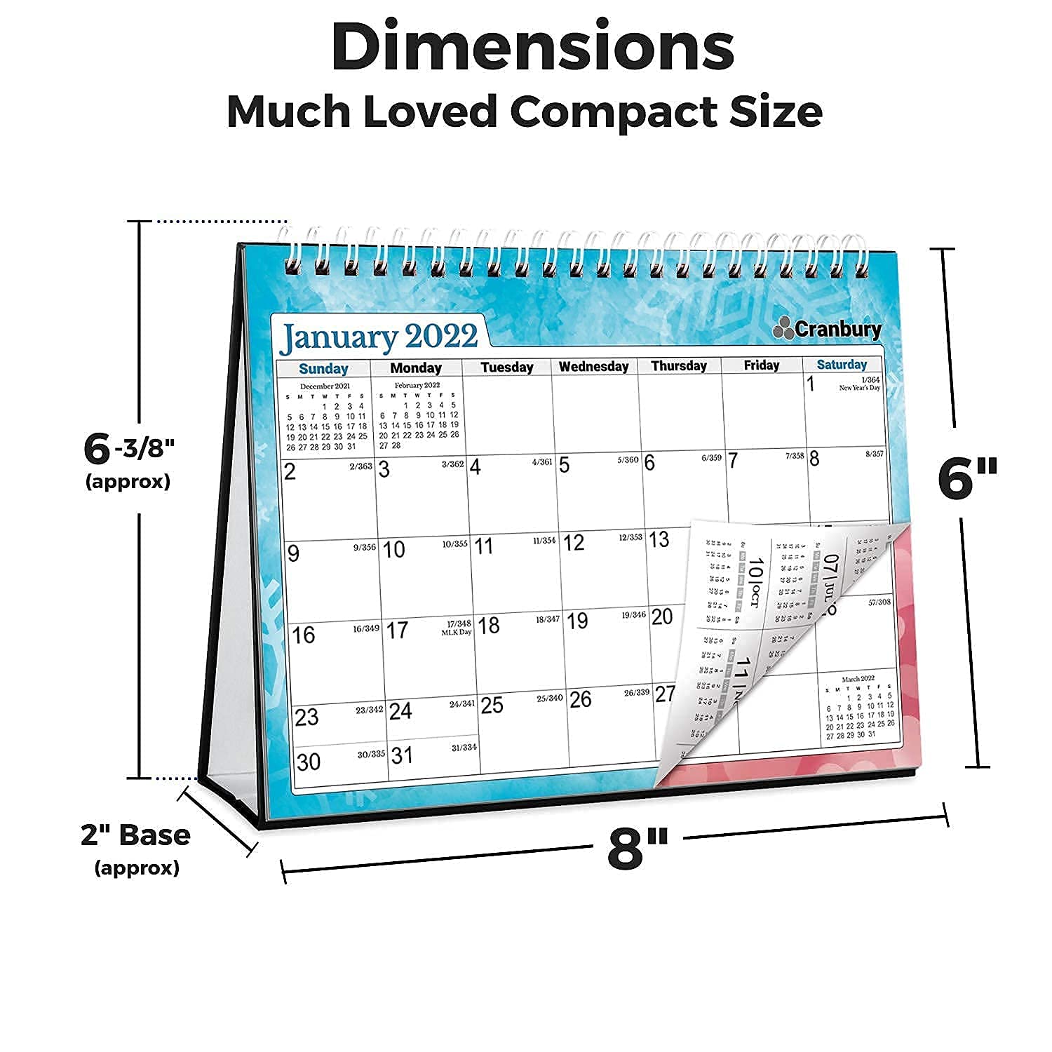 CRANBURY Small Desk Calendar 20222023 (8x6", Seasons), Use Standing