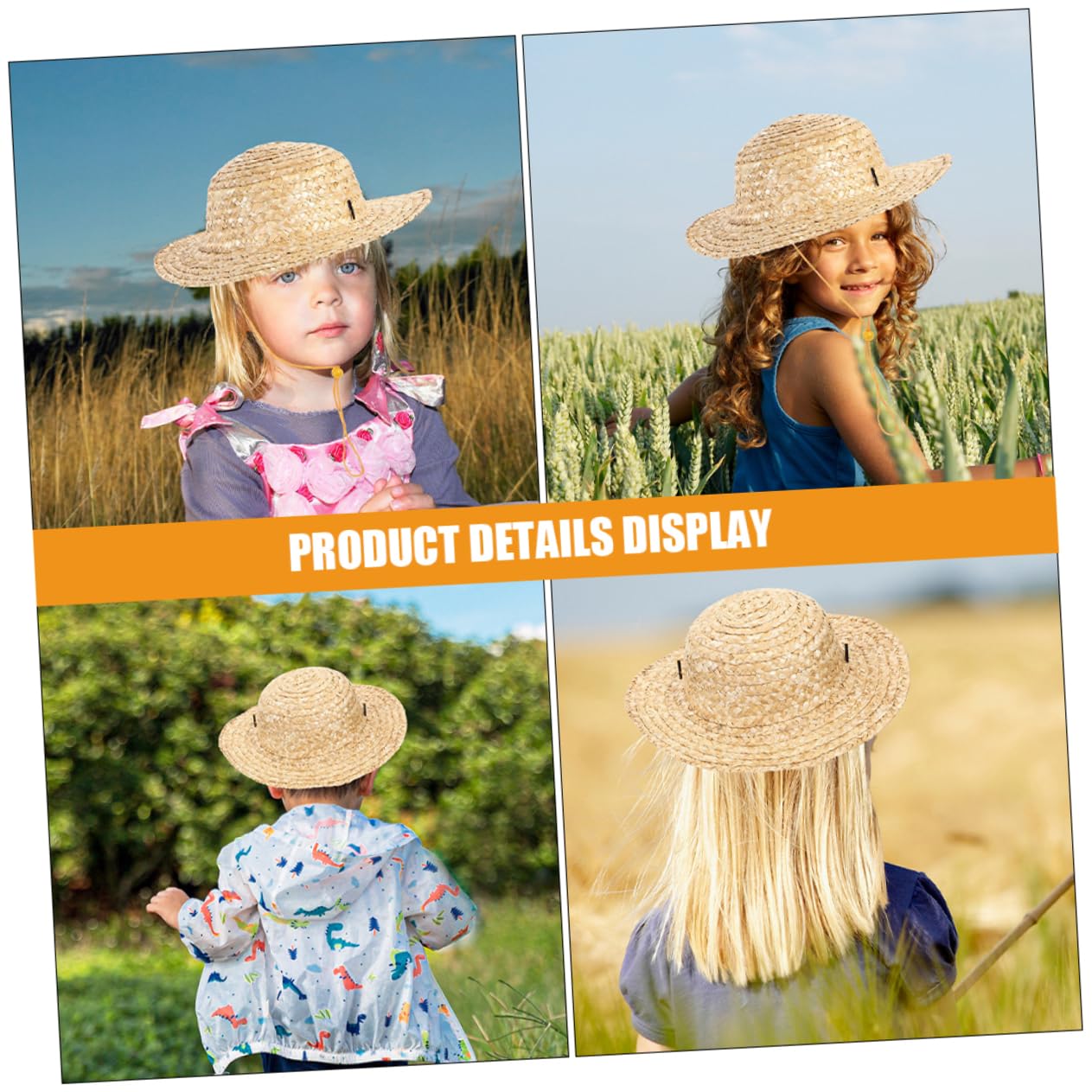 Holibanna Chapeau De Paille Tissé pour Garçon Fille Protection Solaire Large Bord Ajustable pour Plage Et Activités Extérieures Chapeau pour Garçons Et Filles