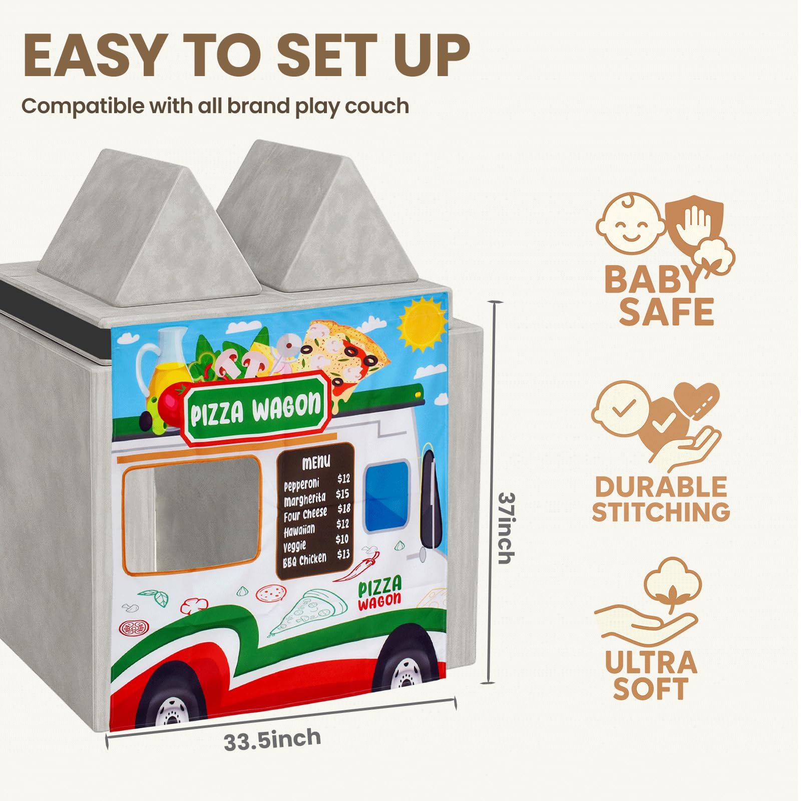 HAJOROM Play Panel for Kids Foam Sofa - Children's Couch Panel for Toddlers (Play Couch Not Included)