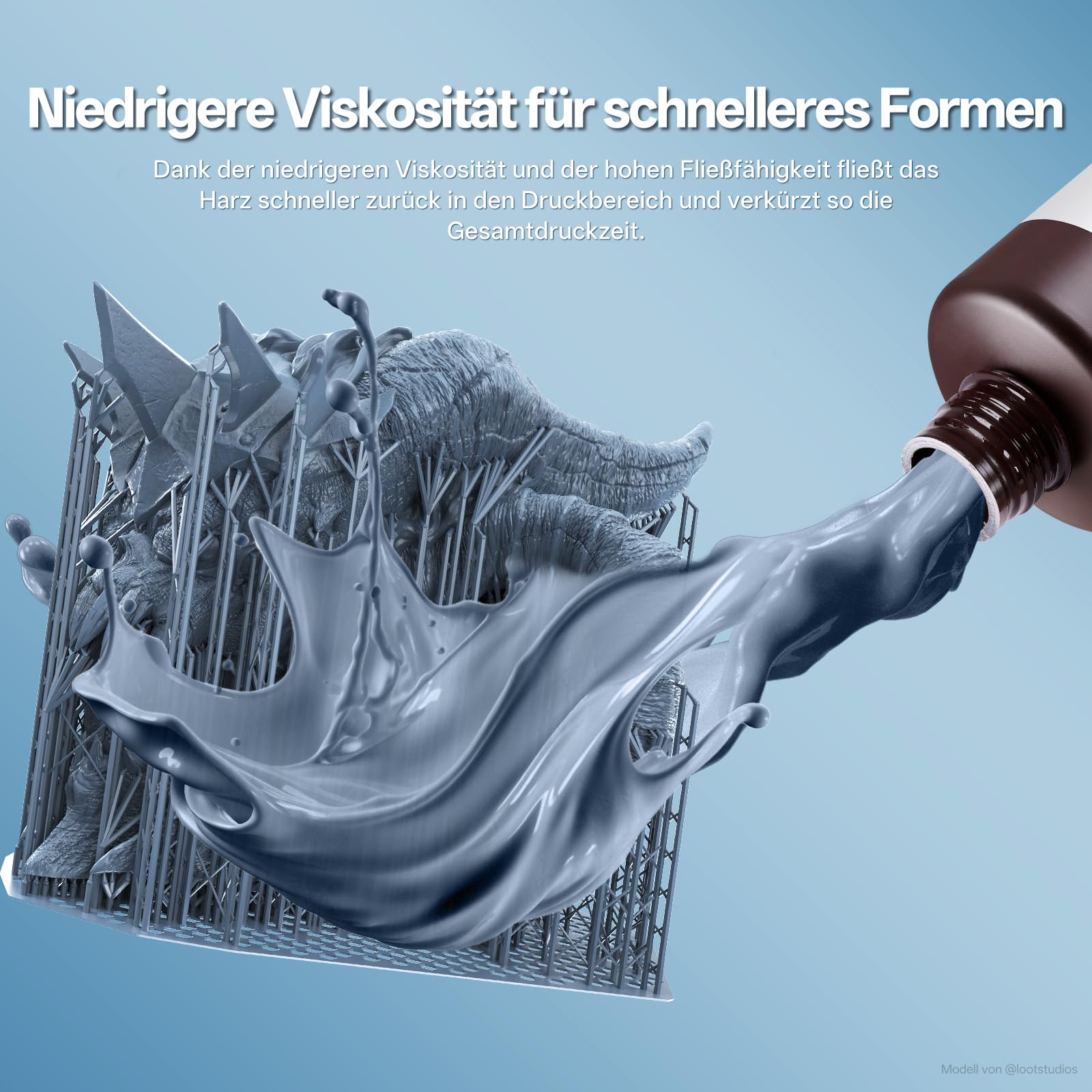 ANYCUBIC Wasser Waschbares ABS-Like Resin 3.0, 3D Drucker Resin Geruchsarm, Hohe Härte und Zähigkeit, 405nm UV-härtendes Harz für alle Resin 3D Drucker, Grau 1000g