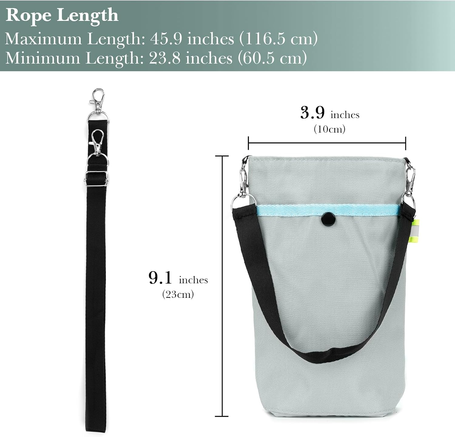 Linkidea Water Bottle Carrier Compatible with YETI Rambler Bottle 18oz/26oz, Owala FreeSip 24oz, Waterbottle Sling Bag Holder with Shoulder Strap, Grey - Image 4