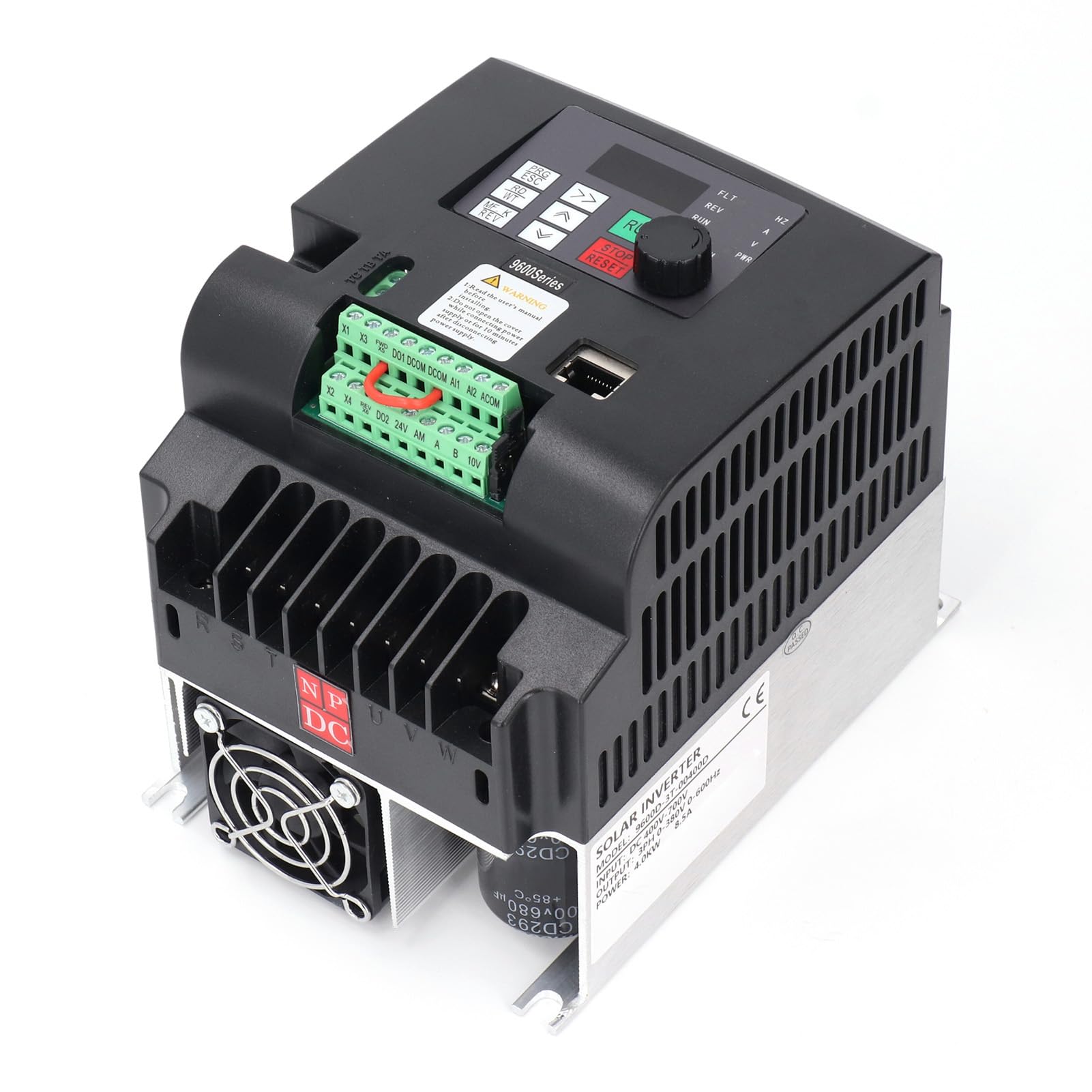 Cocoarm Falownik o Zmiennej Częstotliwości 4KW Falownik Solarny Wejście 400 do 700 V DC 3 Fazy Wyjście 0 do 380 V AC z MPPT PC Aluminium Sterowania Silnikiem Wentylatora Pompy Wodnej PV
