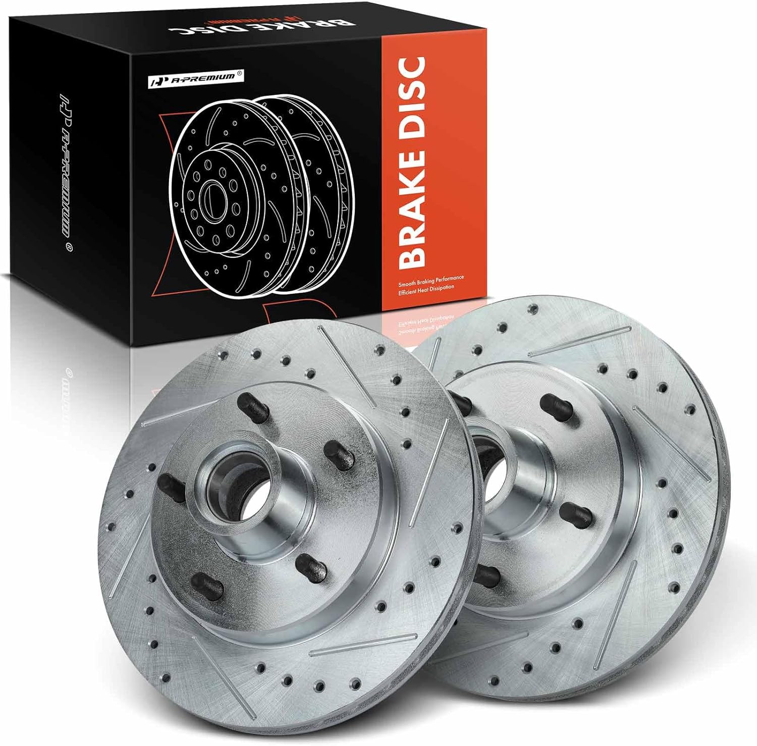 A-Premium 10.5 Inch (266.8mm) Front Drilled and Slotted Disc Brake Rotors Set Compatible with Select Chevrolet, GMC, Buick, Pontiac and Olds Models - Malibu, Camaro, Sonoma, Regal, Firebird 2-PC Set