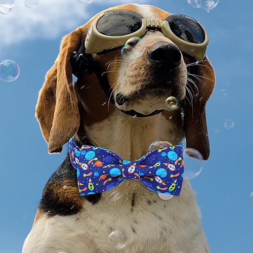 Miniatura 4 de DOGWONG Collar de perro con pajarita suave y cómodo, collar de verano azul para perro, desmontable y ajustable, collar de pajarita de verano para