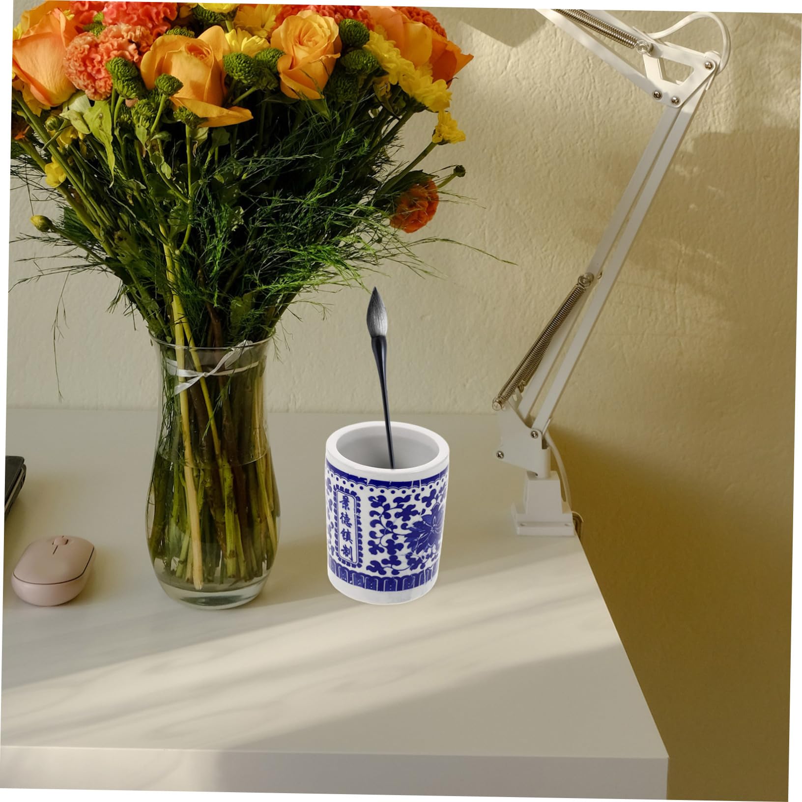NUOBESTY 2 Pezzi Portapenne Da Tavolo in Ceramica Per Cancelleria Portapenne Per Calligrafia Da Trucco Contenitore Multifunzionale Per Ufficio