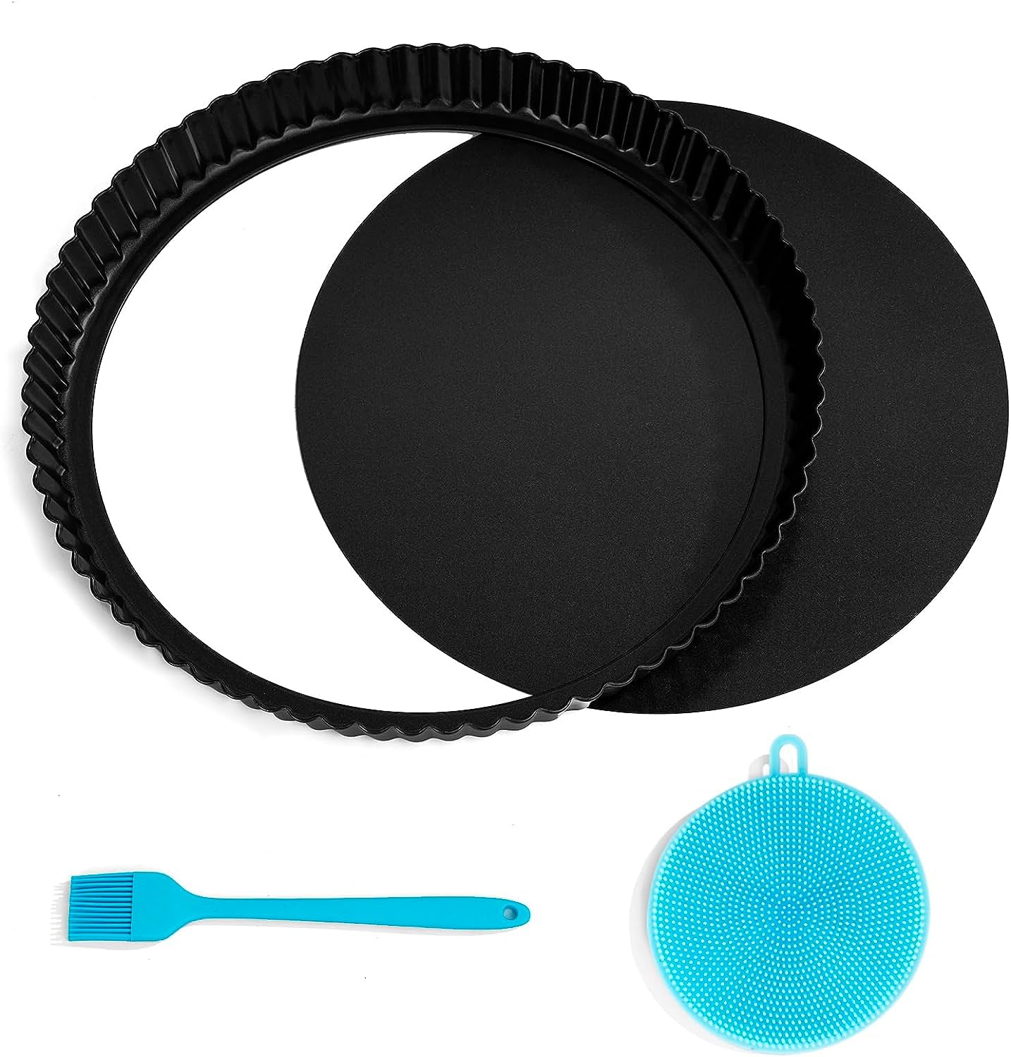 Sinnsally Quiche Pan,Tart Pan,30cm Flan Tins With Loose Base,Tart Tin,Flan Tin Removable Loose Bottom,Mini Tart Tins For Baking,Pie Dish,Non Stick