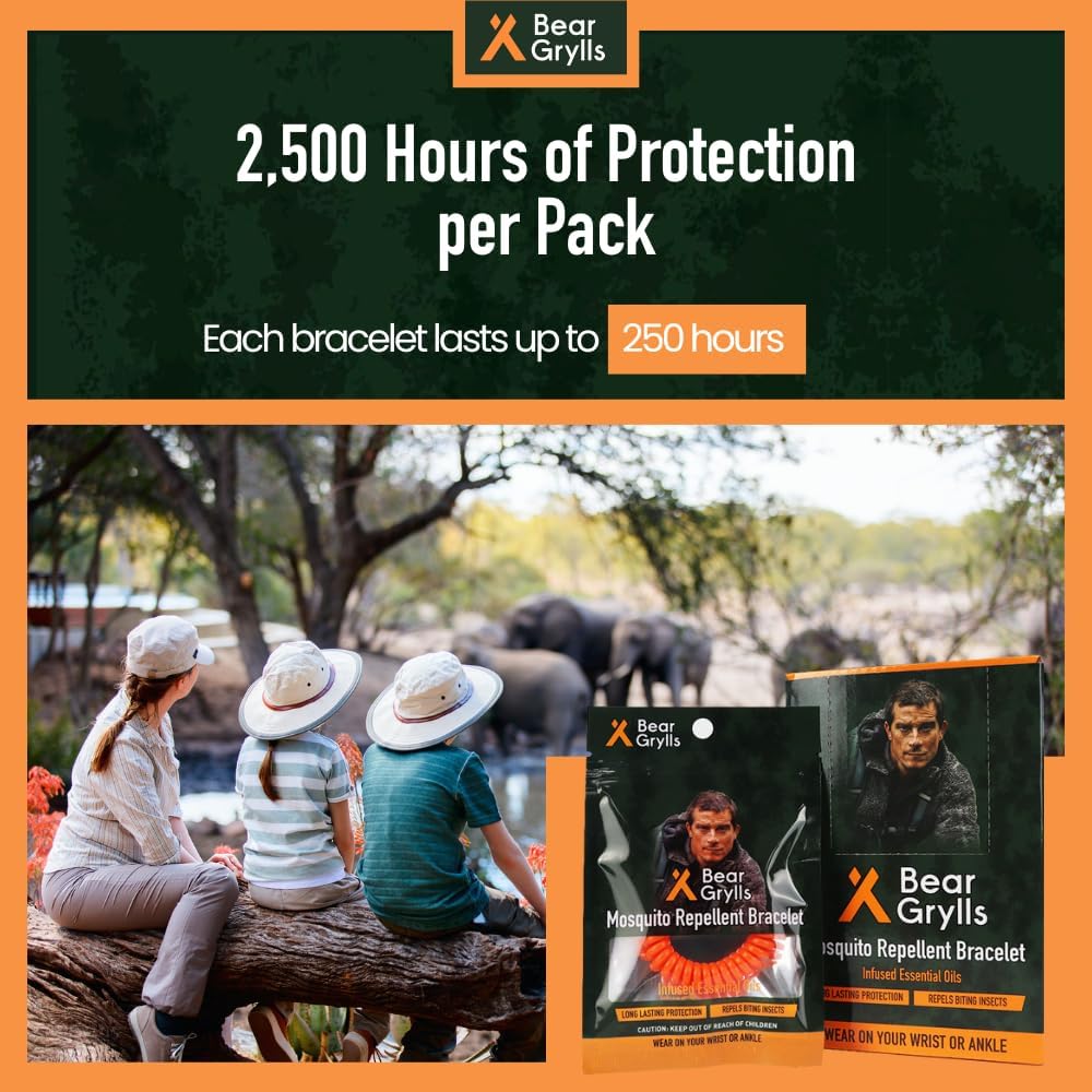 Bear Grylls Mosquito Repellent Bracelets for Adults & Kids - Natural DEET-Free Bands, Individually Wrapped - Image 4
