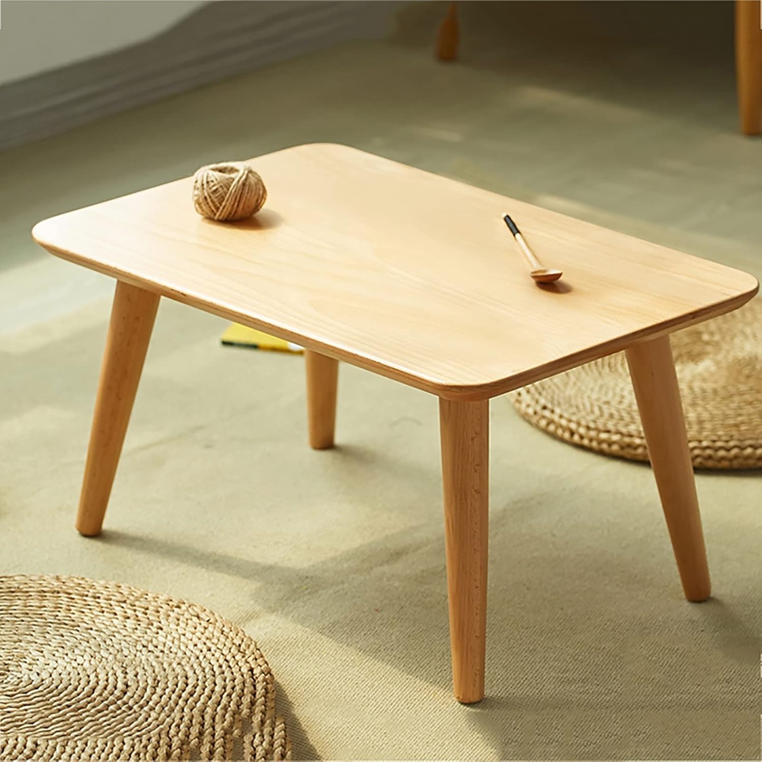 kot　Low table POVISON Modern Square Coffee Table, Wood Coffee Table with Storage