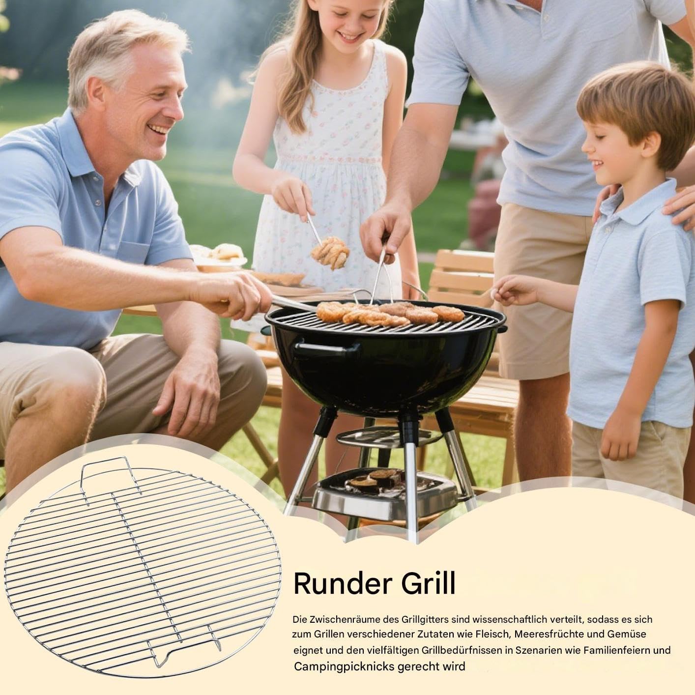 Generisch Rack per barbecue | 17,52 pollici Baking Net Grate | Stainless Steel Multi-Purpose Reusable Barbecue Grillingg Round Wire Mesh Mat for BBQ Camping Outdoor Backyards Garden Picnic