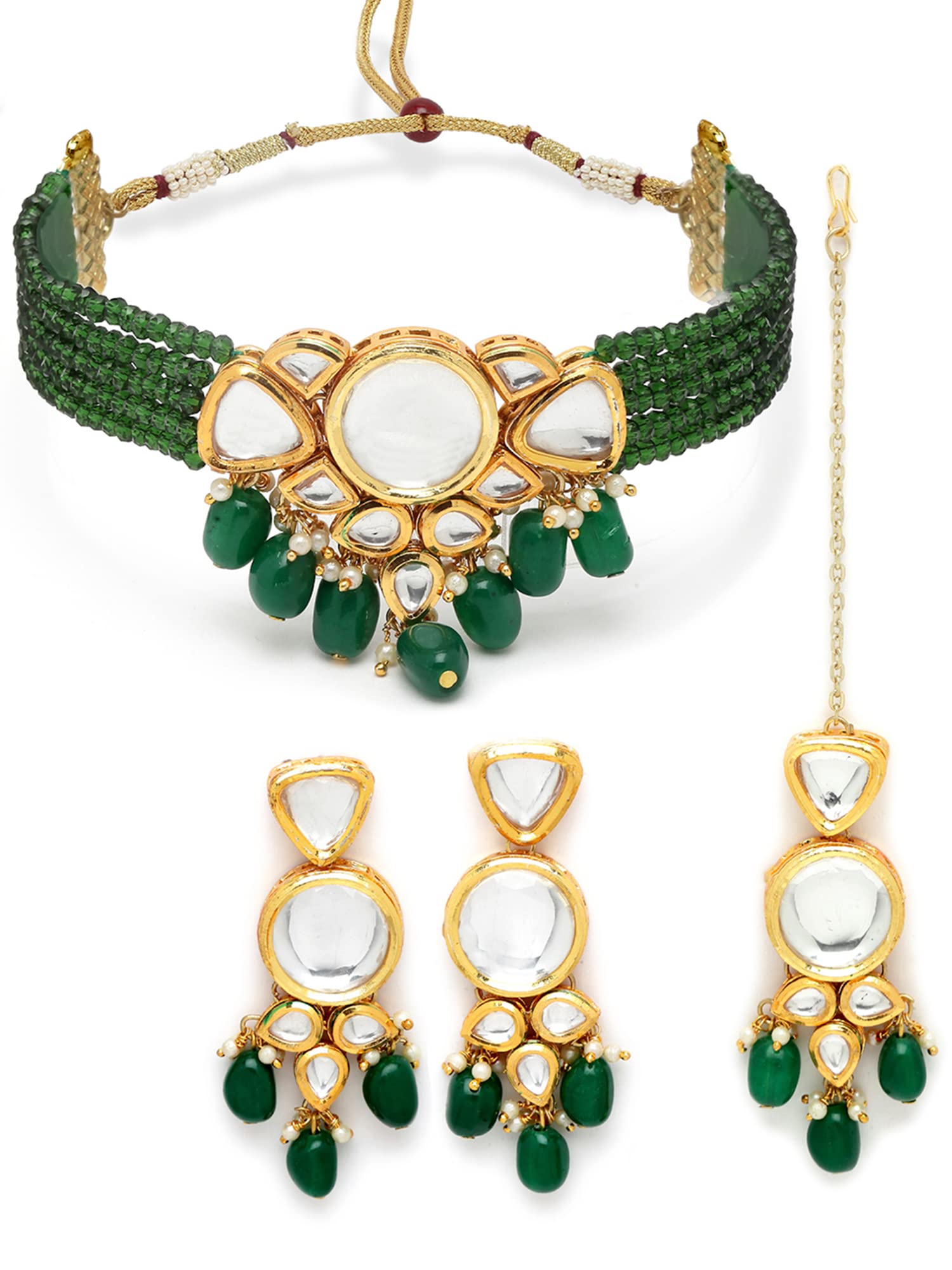 Karatcart Green Gold Plated Crystal and Polki Kundan Choker Necklace Set for Women (B0B3S6LMTS) Amazon Price History, Amazon Price Tracker