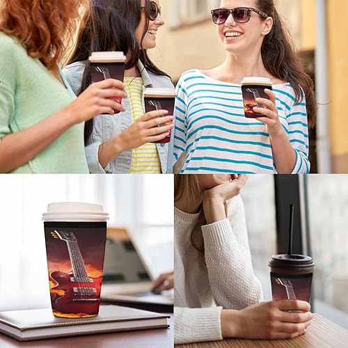 Miniatura 6 de Funda aislante reutilizable para guitarra de fuego, funda aislante de guitarra musical para bebidas frías, soporte de taza de neopreno para bebidas