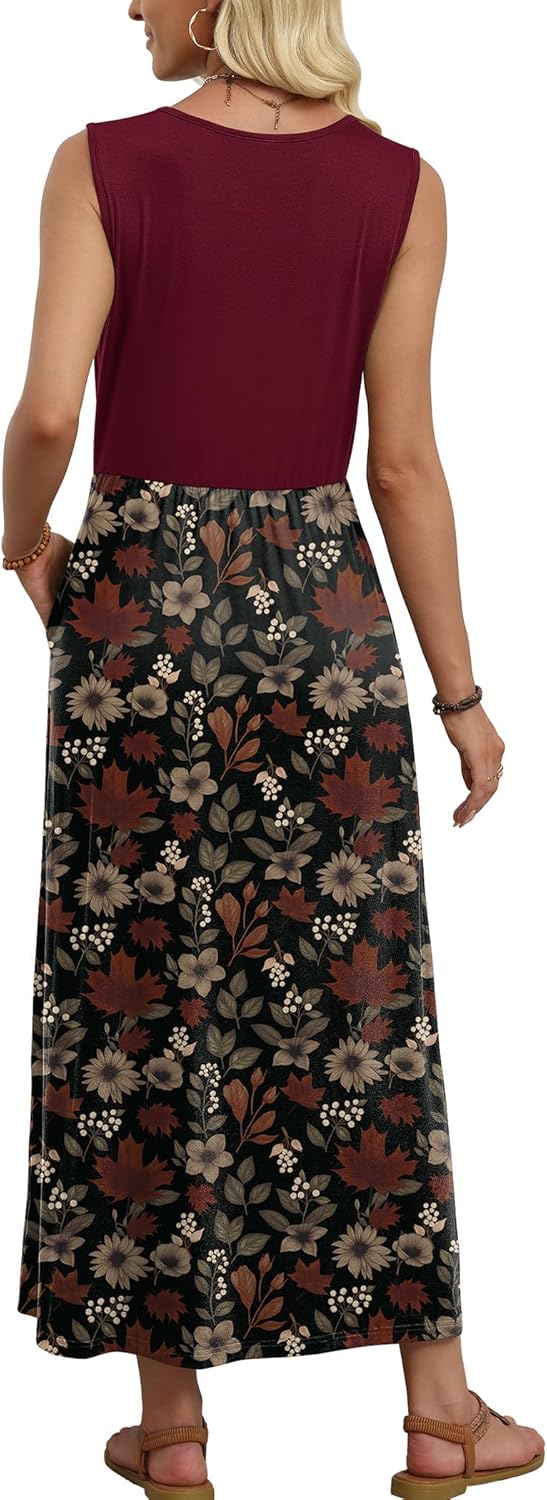 WIHOLL Summer Dresses for Women 2026 Maxi Dresses Long Flowy A Line Sleeveless Sundresses with Pockets - Image 5