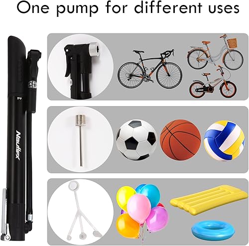 Miniatura 2 de Mini bomba de bicicleta con medidor de presión, alta presión de 120 PSI, bomba de bicicleta portátil, se adapta a Schrader y Presta, montaje de