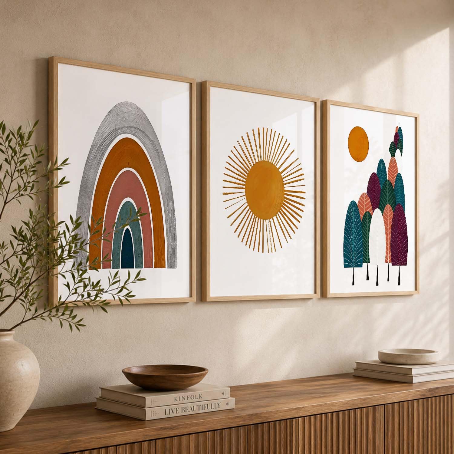 BOHO Wall Art Set - 3 Framed Prints -23 BOHO Wall Art Set - 3 Framed Prints -23