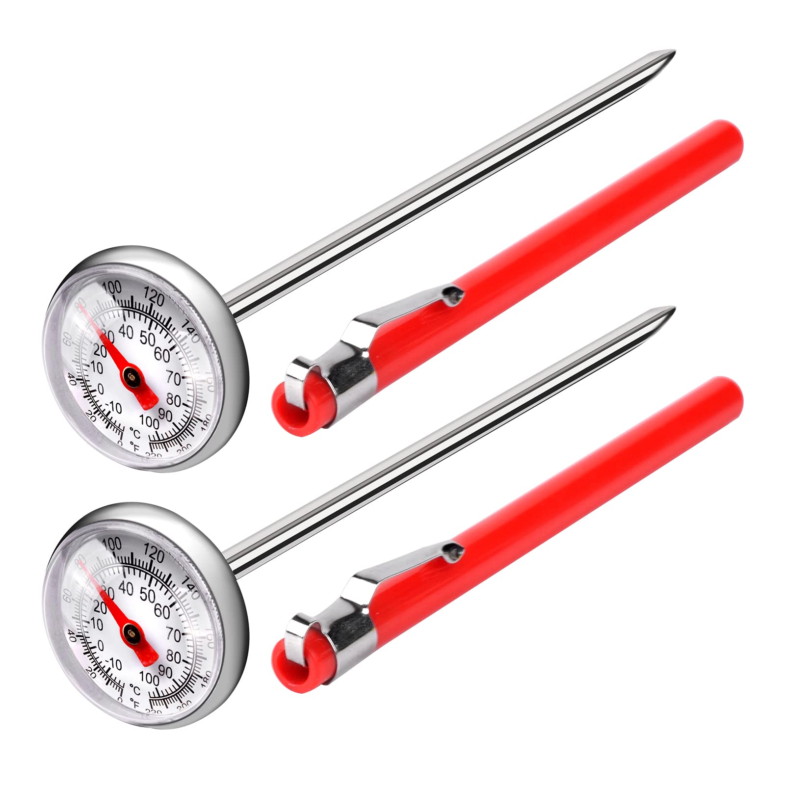 2 PCS Meat Thermometer for Grilling, Food Thermometer for Cooking, Milk, Meat Thermometers for Grilling Cooking, Kitchen Instant Read Thermometer, Pocket Thermometers Food Temperature Probe
