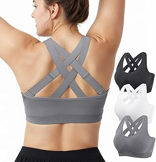 Support Sports Bras for Women: Padded Adjustable Crossback Full Coverage Bralette for Gym Dance - for C-DDD Large Bust