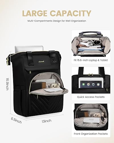 Miniatura 3 de LOVEVOOK Mochila para computadora portátil para mujer, bolsa de trabajo para laptop, bolsa de enfermería para profesores con puerto USB, bolsa de