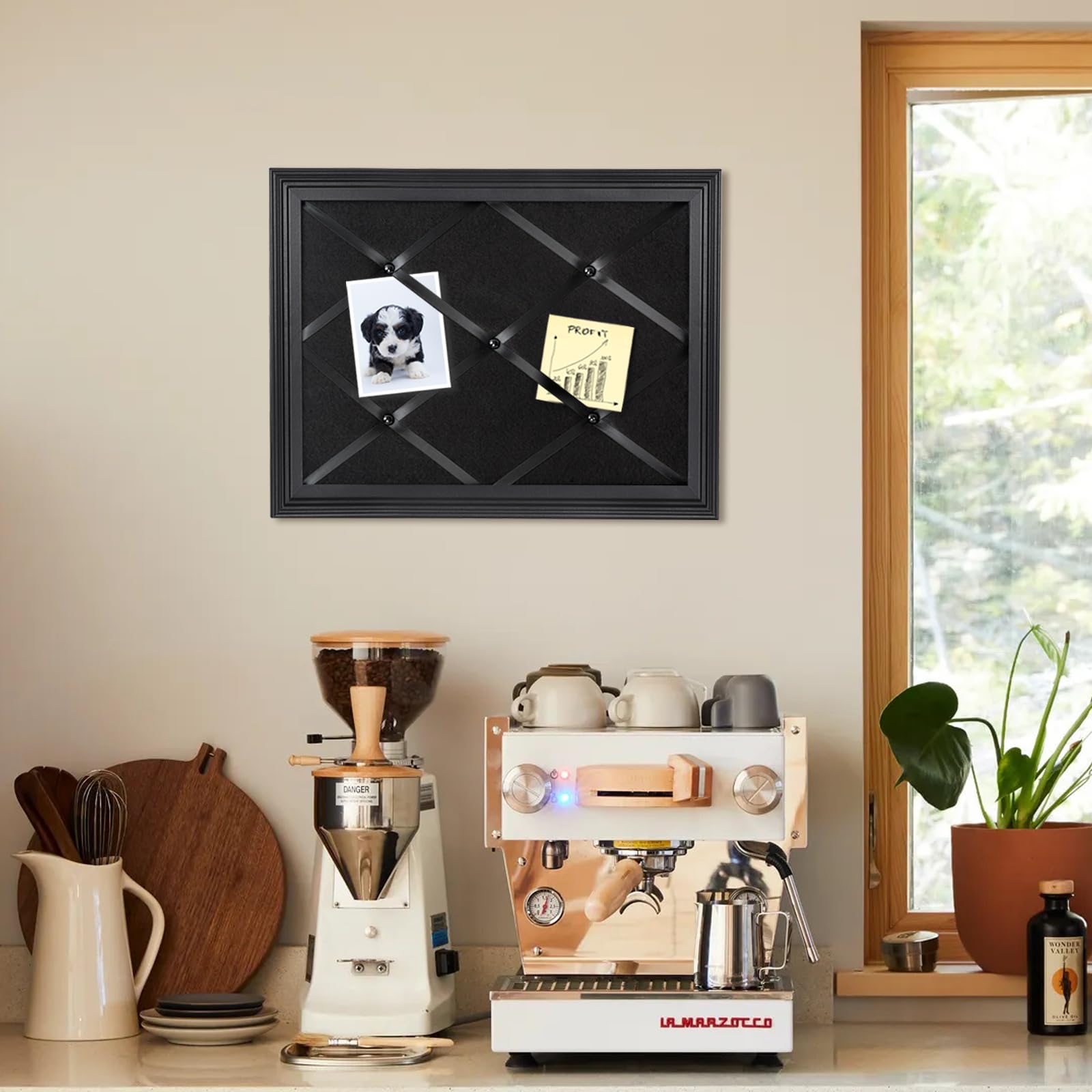Aitakatta Black Felt Memo Pin Board With Criss-Cross Ribbons, Wall Decor - 17x13 Inches, 17"x13" - Image 3