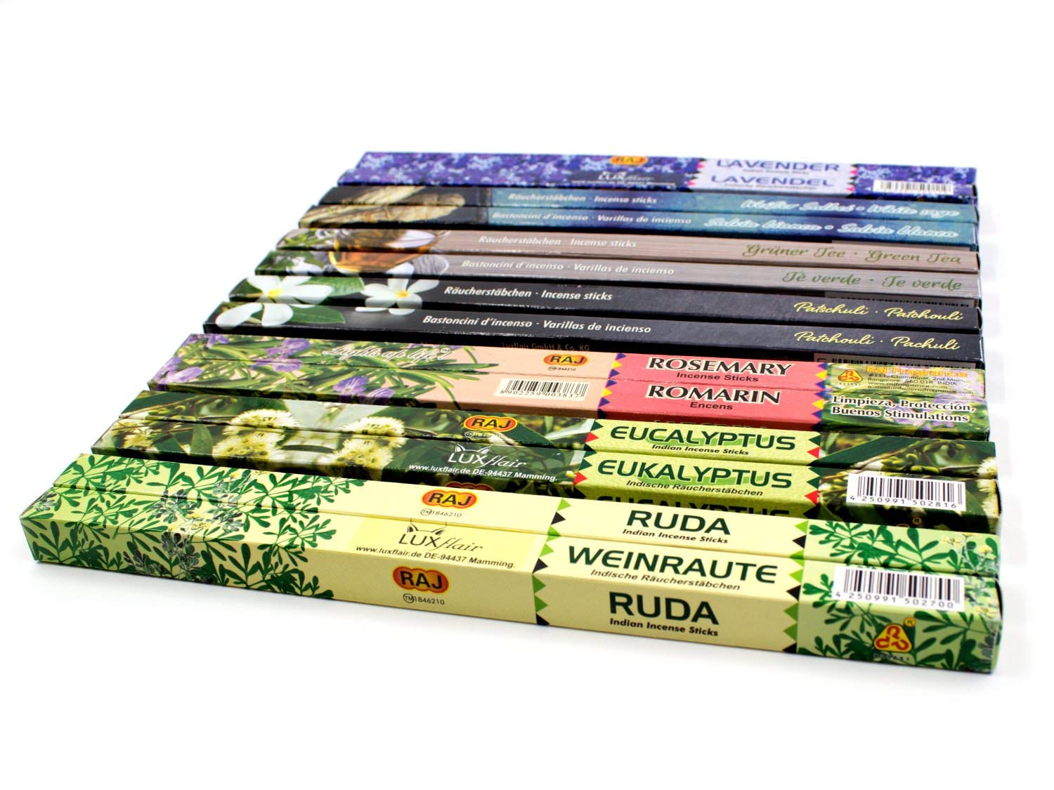 Set di bastoncini d'incenso fiori, fiori Bundle con 7 tipi diversi, bastoncini d'incenso indiano, 14 confezioni da 8 bastoncini ciascuna, tempo di combustione circa 30min