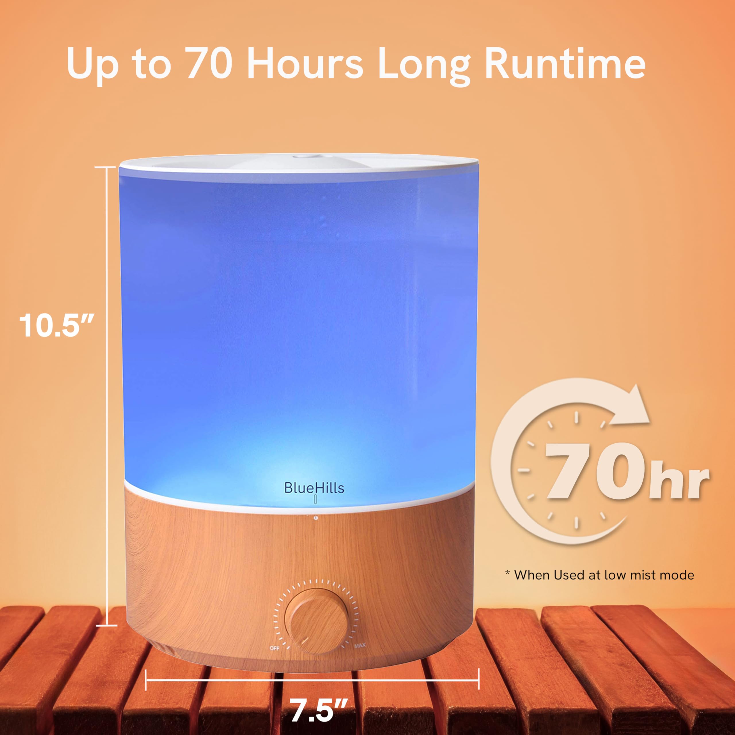 BlueHillsDifusor de aceite esencial humidificador, , 4000 ML, Wood Grain,, ]