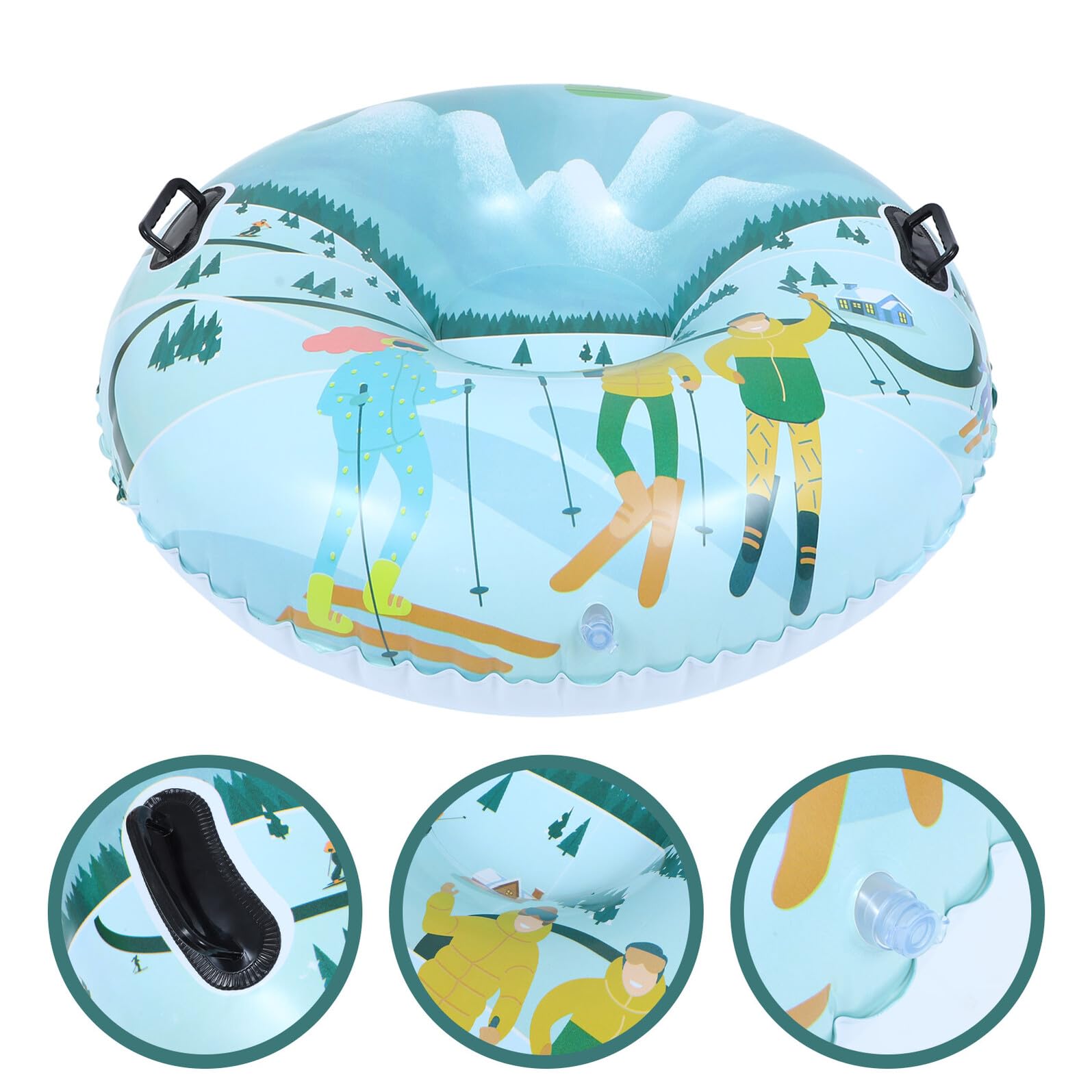 Hemobllo 1pezzi Tubo da Neve Gonfiabile in Pvc Ispessito Slitta da Sci per Esterno Maniglie Rinforzate Resistente alle Basse Temperature Tavola da Sci per Inverno