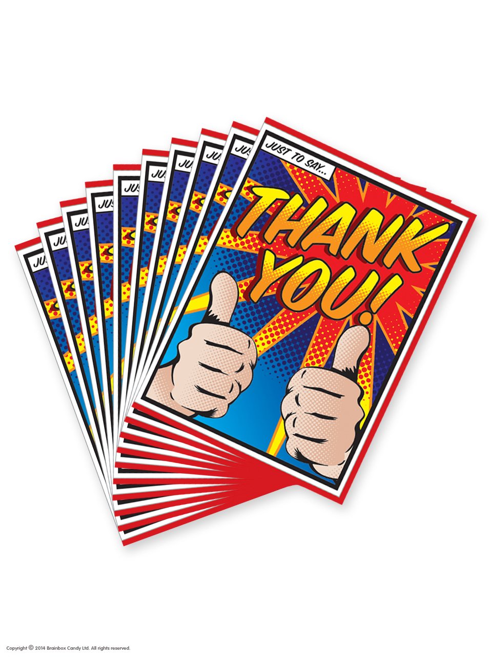 Brainbox Candy - Thank You Cards - 10 Card Bundle Pack - Multipack of Cards to Say Thanks - Same Design - For Him Her Women Men - Supply Bulk Buy