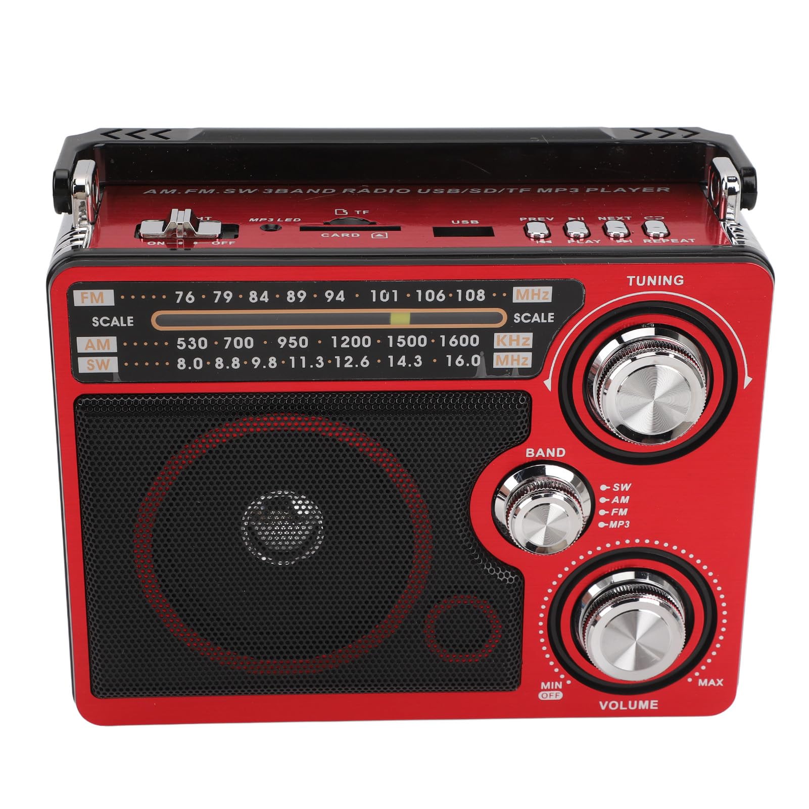 Receptor de Radio Portátil de Banda Completa, Radio Práctica de Banda Completa FM Am SW, Radio Práctica de Banda Completa con Pilas (Enchufe de la UE)