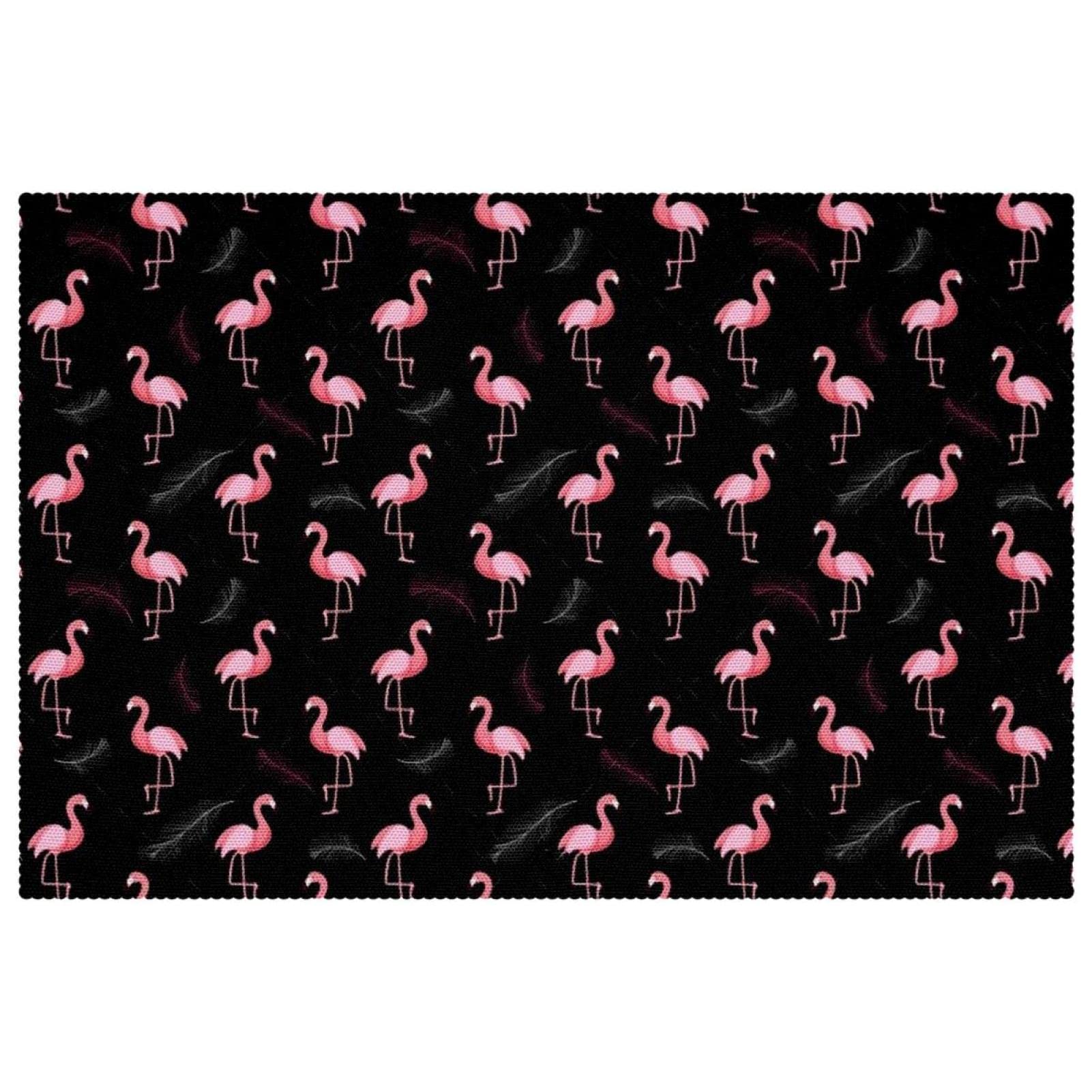 Sets de table plumes de flamant rose rectangulaires 30,5 x 45,7 cm haute finition