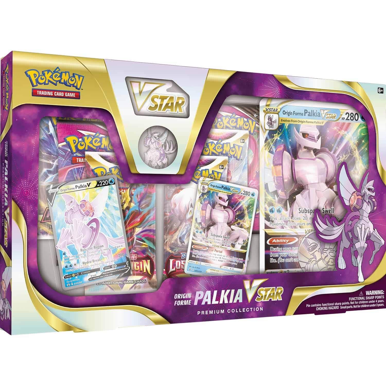 TCG: Origin Forme Palkia VSTAR Premium Collection (2 Etched Foil Promo Cards, 1 Foil Oversize Card & 5 Booster Packs)