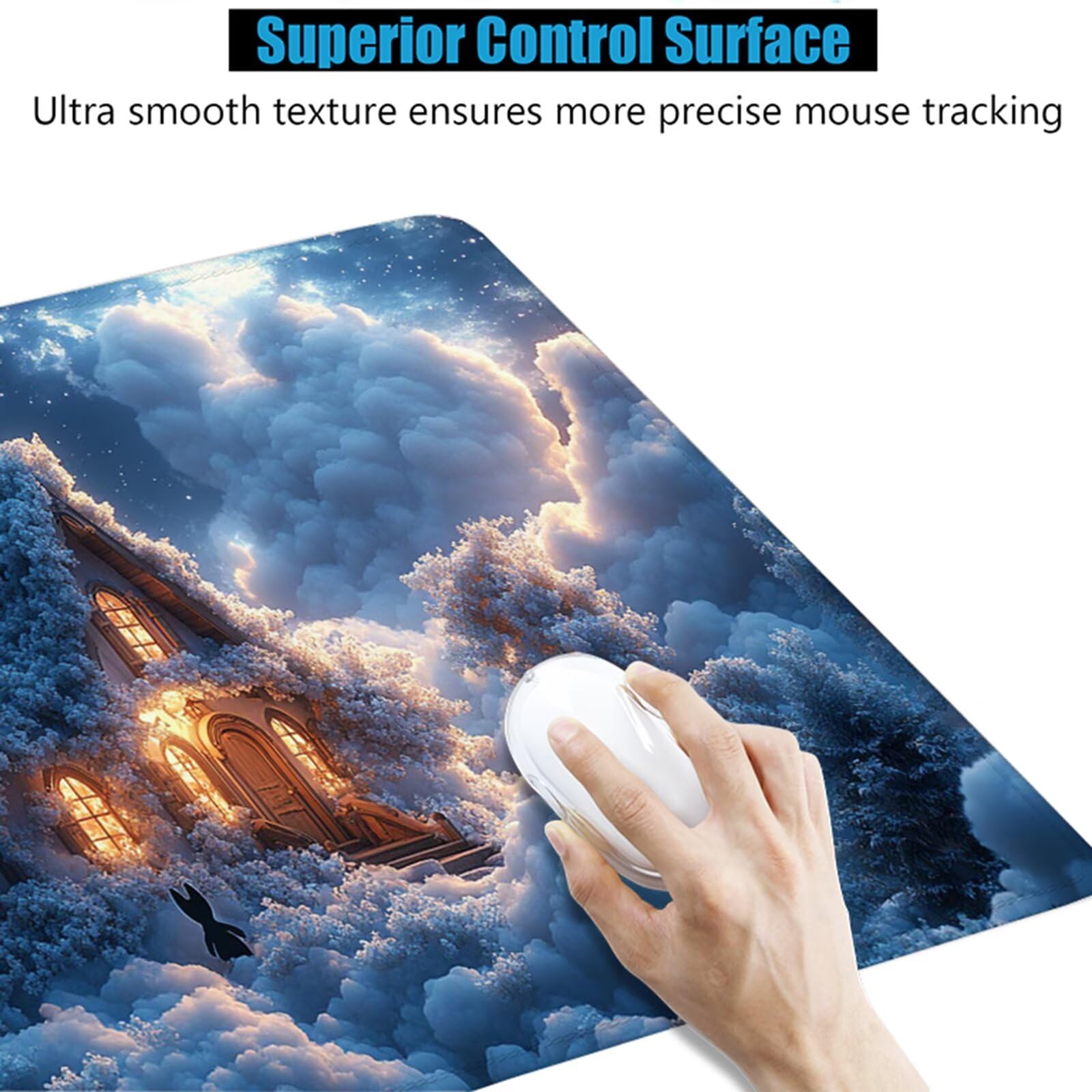 Tappetino Mouse XXL 120x60cm, Bianco Tappetino per Mouse Camera Mousepad, Sottomano Scrivania Accessori Gaming, Base in Gomma Antiscivolo, Mousepad per Ufficio Accessori, Computer Desktop, PC Y8-899