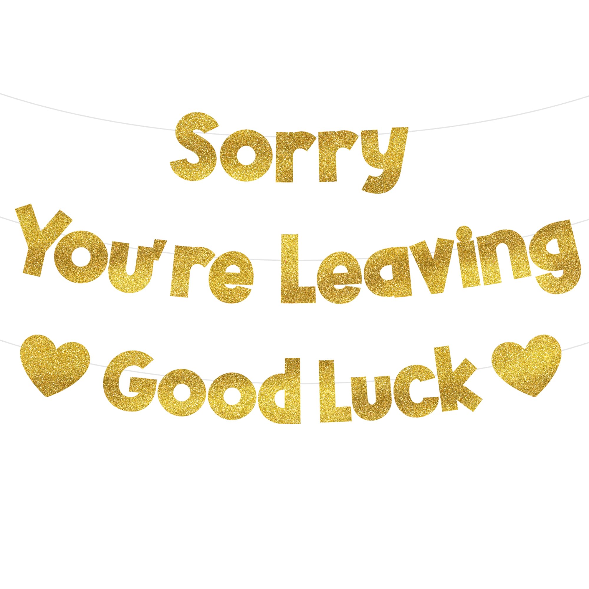 Sorry You are Leaving Banner Decorations, Gold Leaving Party Good Luck Farewell Banners Supplies