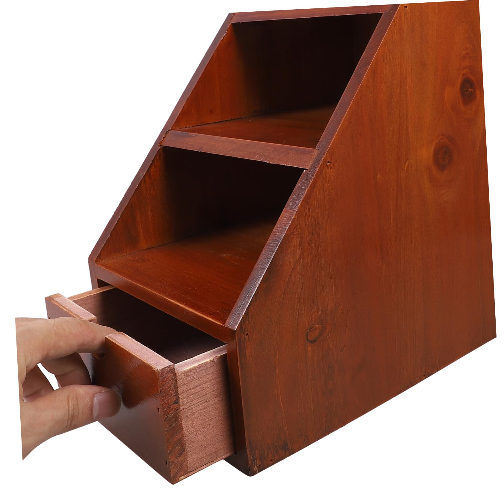 Organizador de Escritorio Multicapa de Madera Color Café 1 Pieza