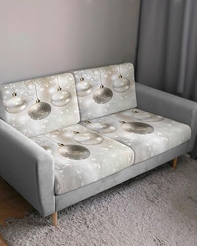 Miniatura 3 de Fundas de cojín elásticas para sofá de Navidad, seccional, individual, en forma de T, con parte inferior elástica, diseño gradual de copos de nieve